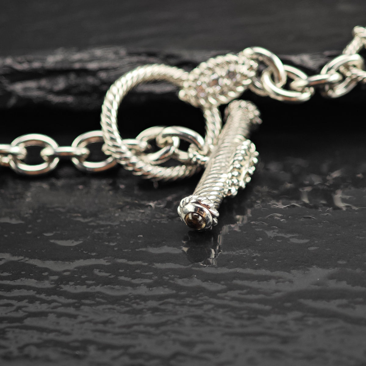 Vintage Judith Ripka CZ, Citrine Sterling Silver Link Chain Necklace N2803