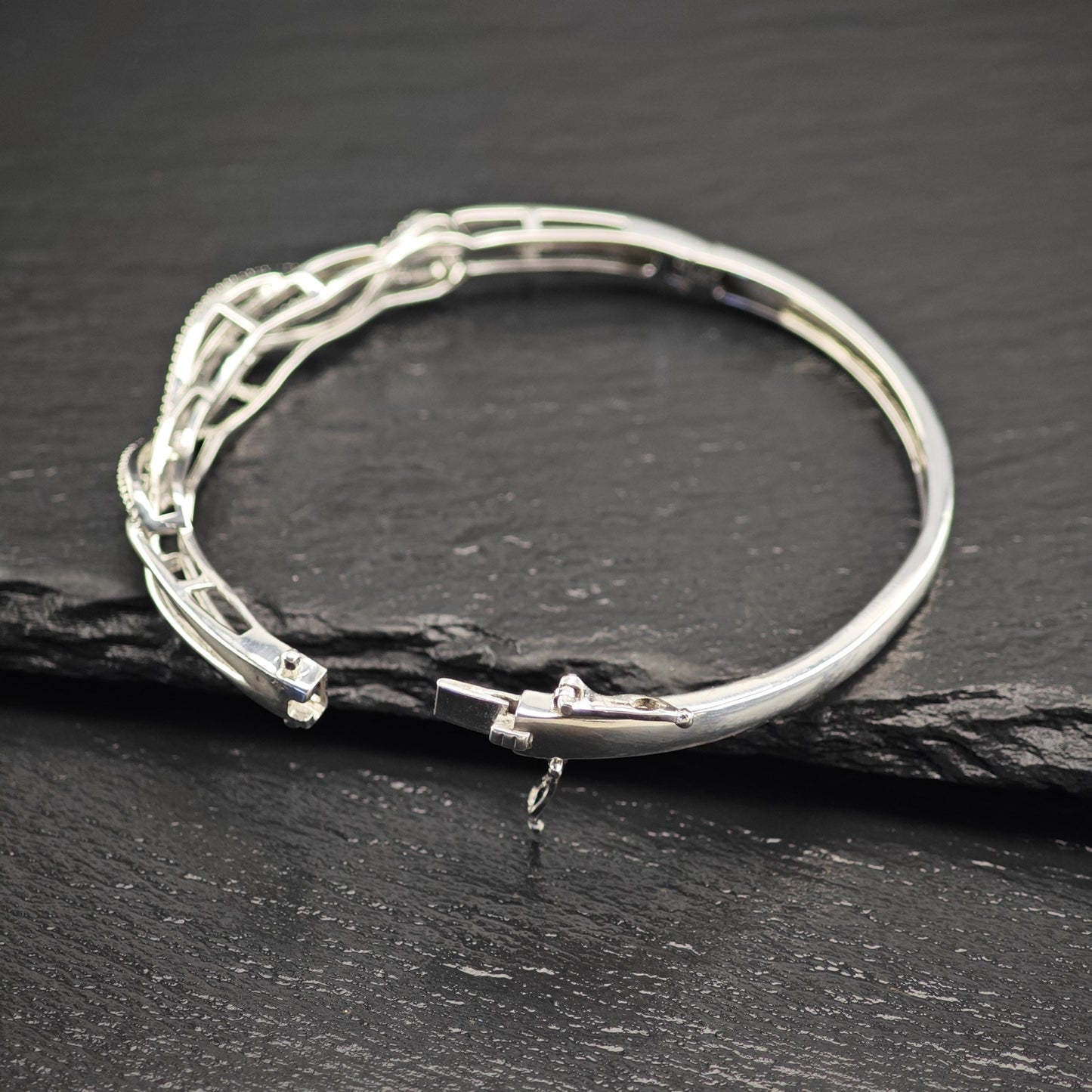 JWBR White Diamond Bangle Bracelet Sterling Silver