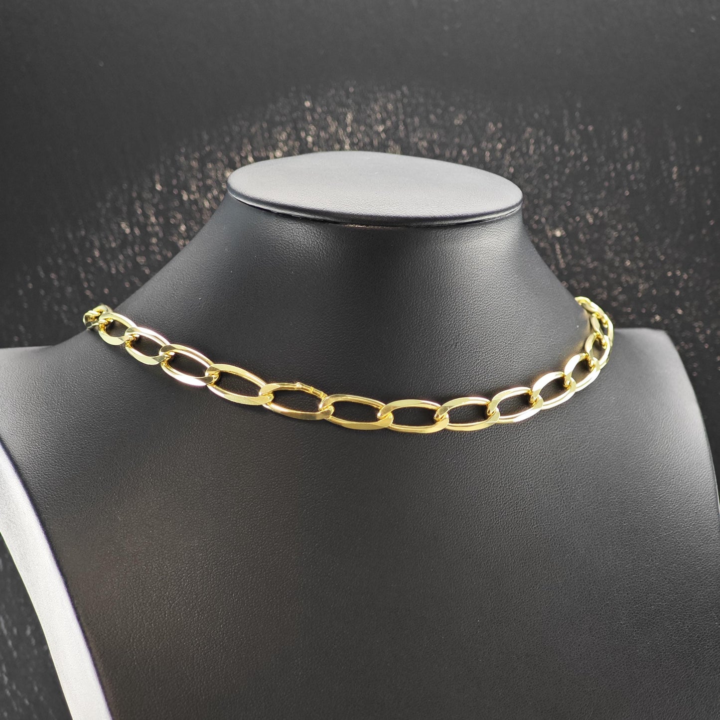 AS IS Sterling Silver Gold Modified Figaro 8mm Link Chain Necklace 24" N2646