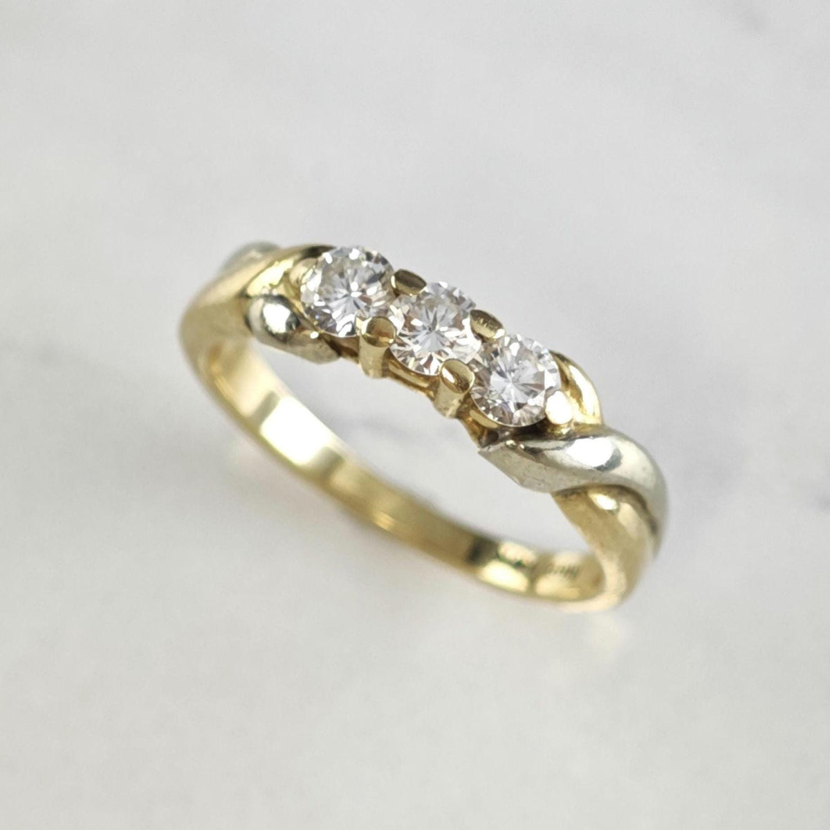 Three Year Anniversary Band .50cttw 14K Yellow Gold Ring Sz 6 1/2 R6783