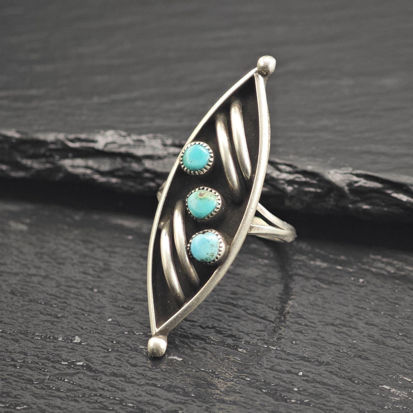Zuni Petit Point Silver Arc Details Sterling Silver Ring Sz 8 1/2 R6655