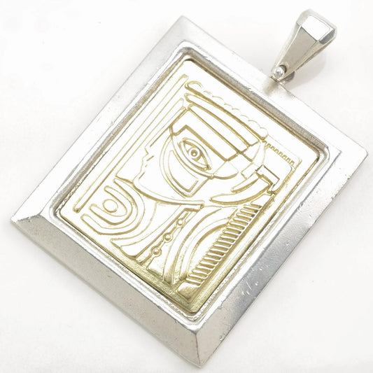 Vintage Anthony Quinn Lady of Crete, 18K Gold Abstract Sterling Silver Pendant