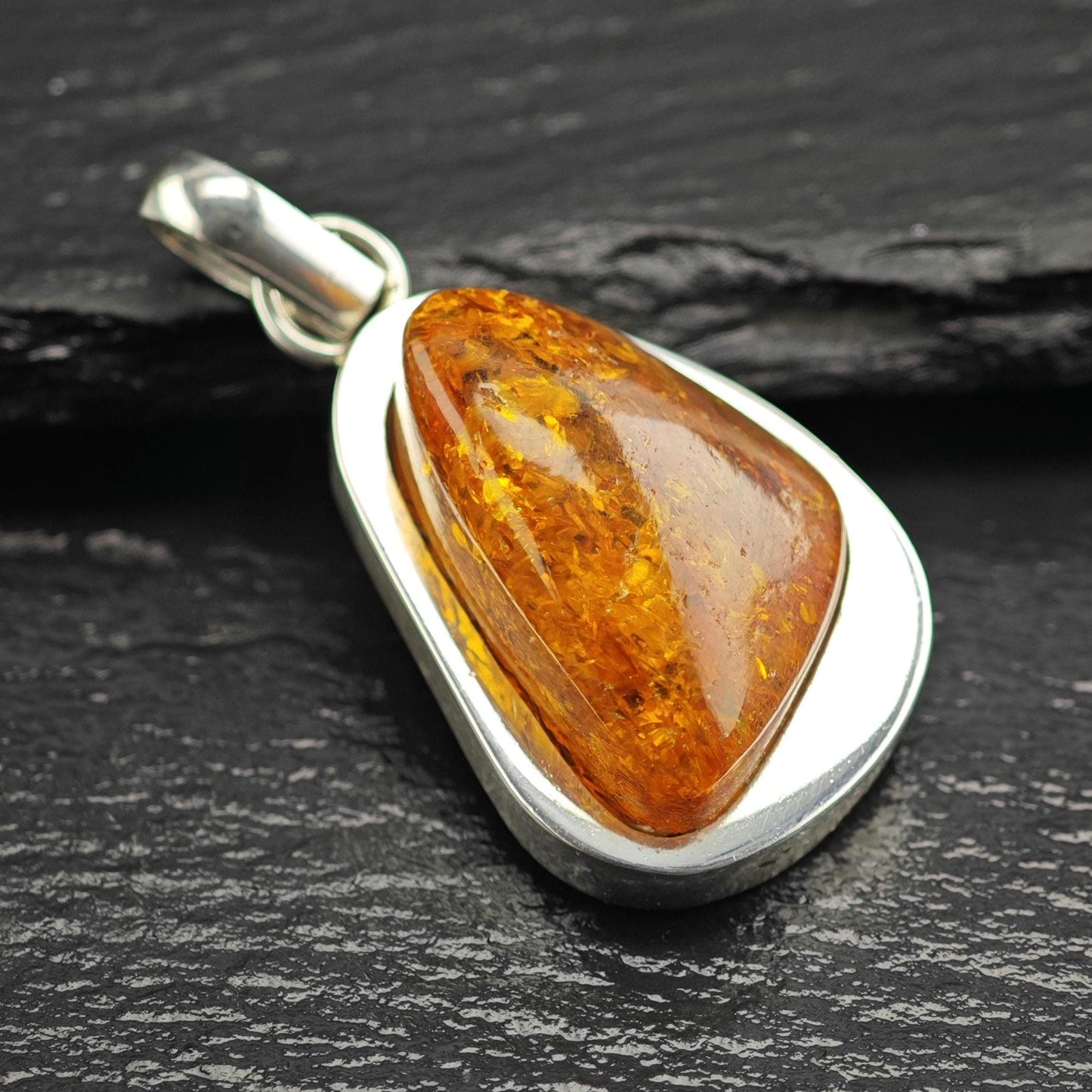 Baltic Amber Abstract Pendant Sterling Silver P3035