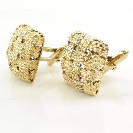 Dolan Bullock Sterling Silver & Gold Overlay Cufflinks, Basket Weave MISC0188