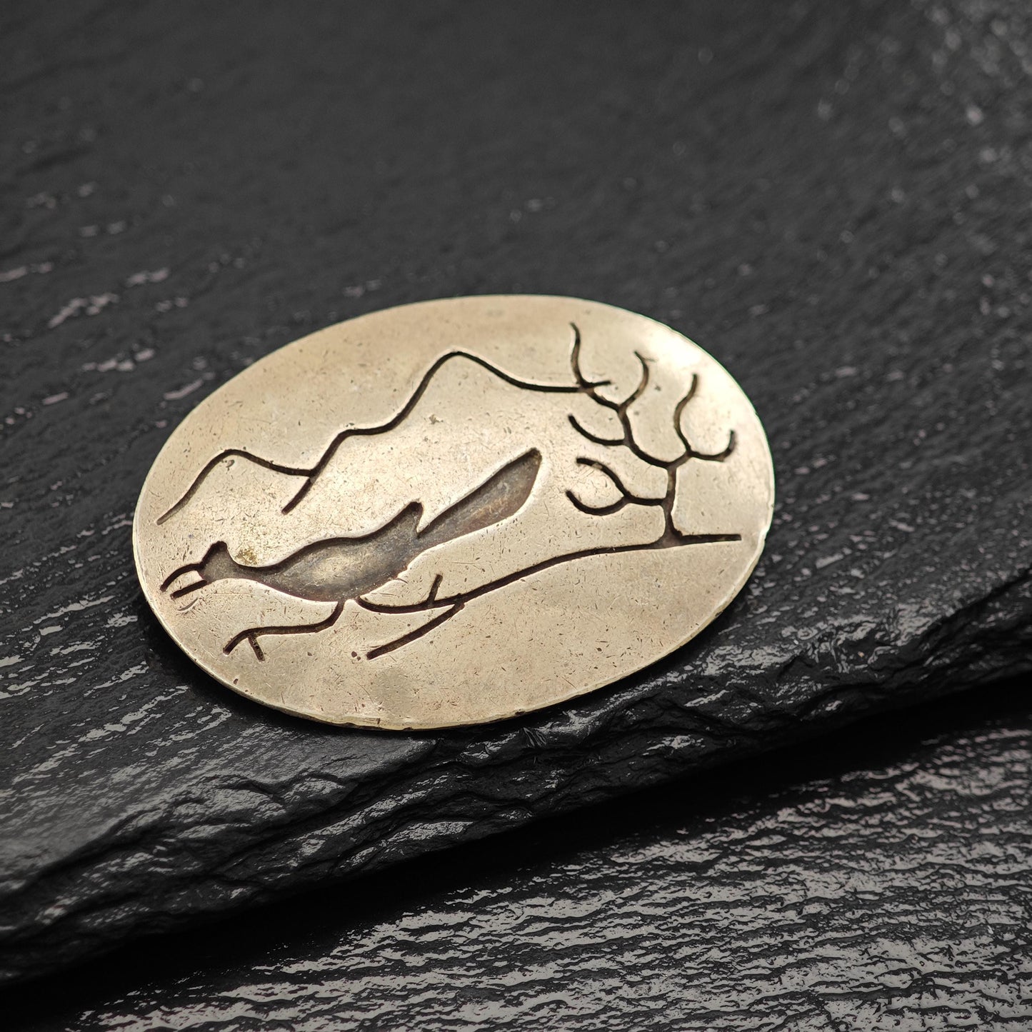 Vintage Native American, Roadrunner Overlay Pendant/Brooch Sterling Silver