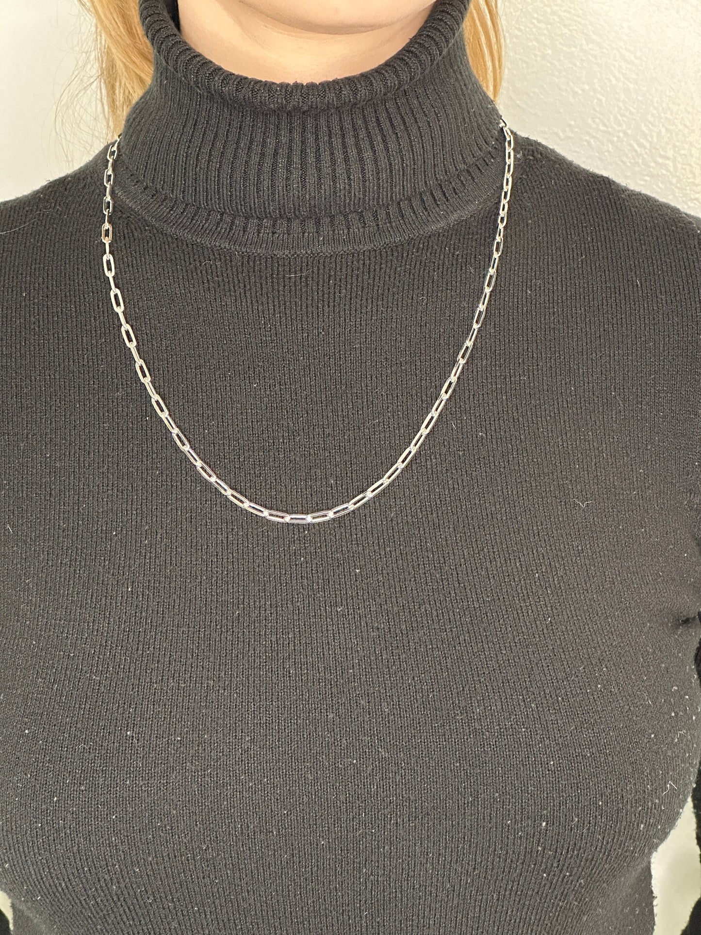 Vintage Italy Sterling Silver Paperclip 24" 4mm Necklace