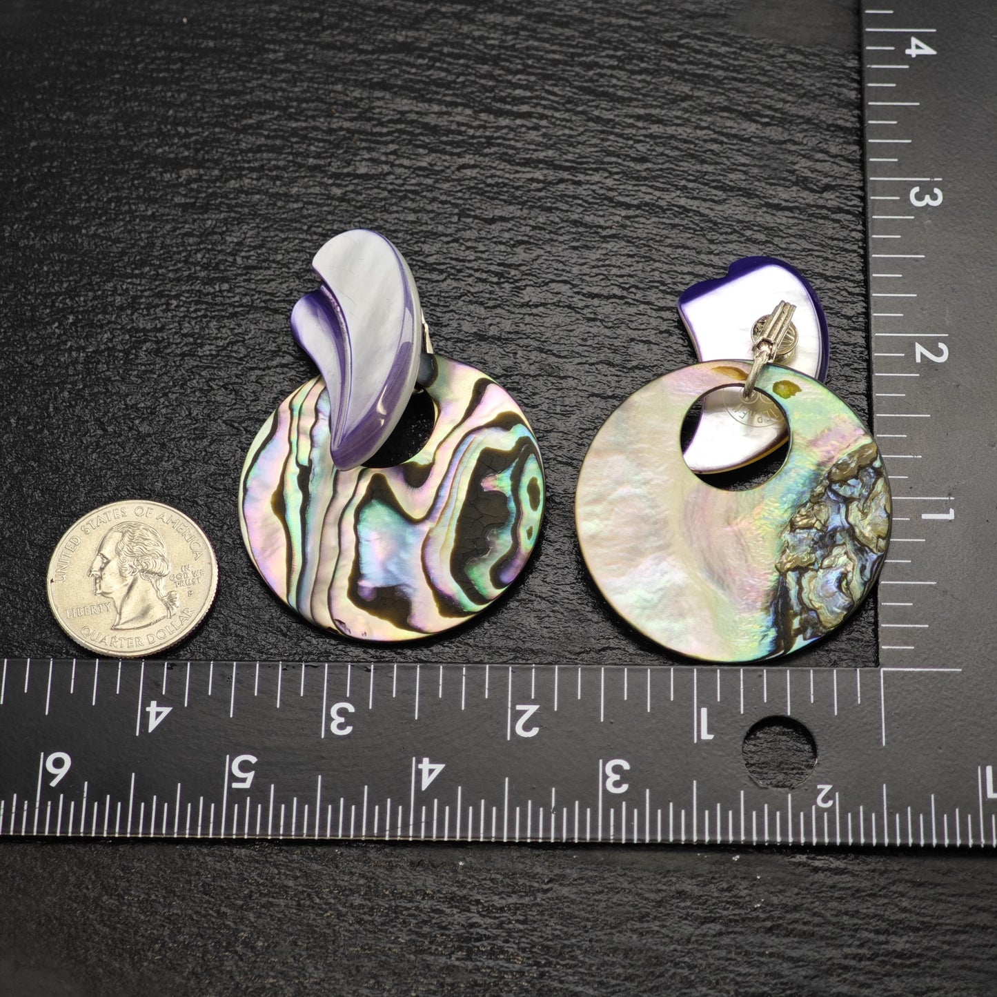 Stephen Dweck Abalone Shell Clip On/Dangle Sterling Silver Earrings ER3191