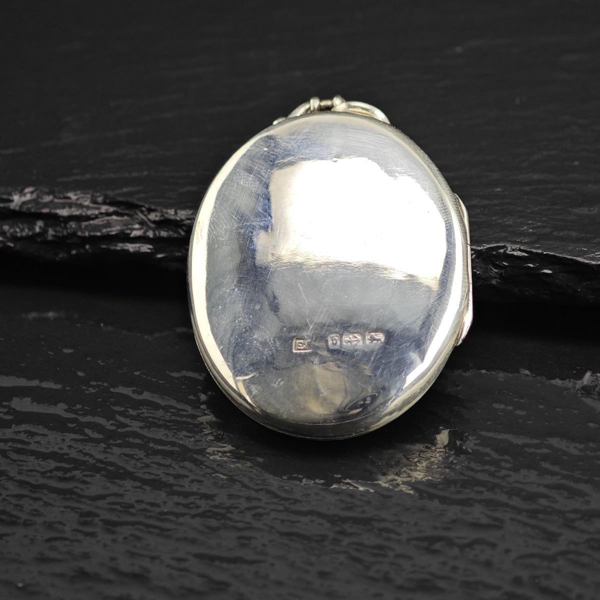 1882 England Repousse Locket Sterling Silver Pendant P3091