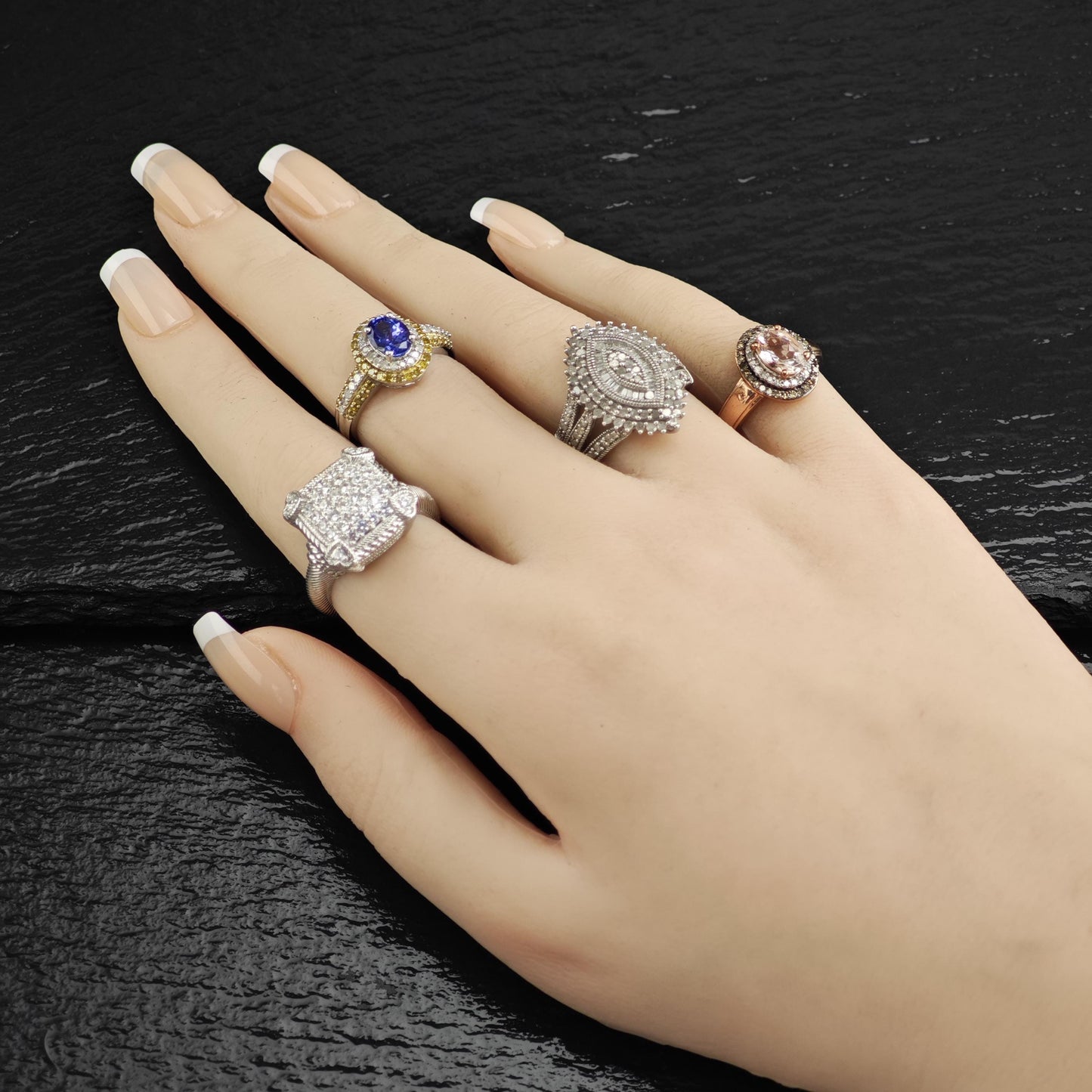 Tanzanite & Diamond Sterling Silver Ring Sz 6 R6599