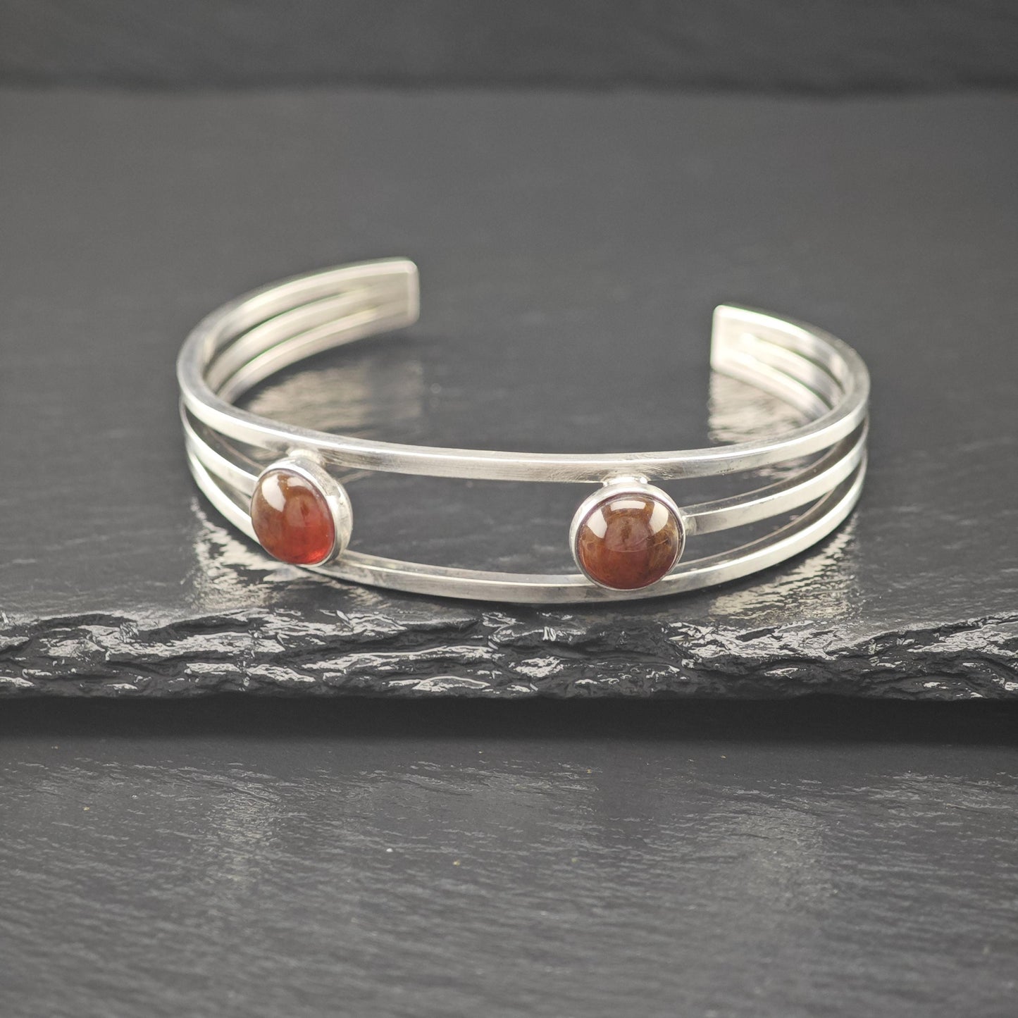 Denmark Silver Amber Modernist Cuff Bracelet Sterling N. E From