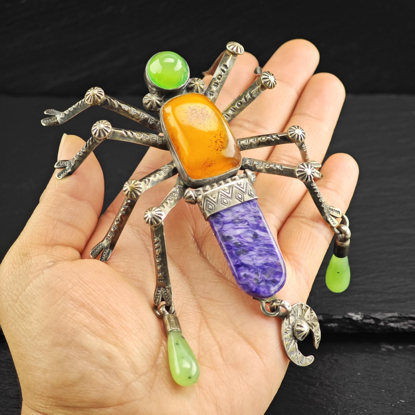 Large Spider Pin by Melanie Deluca, Sterling Silver