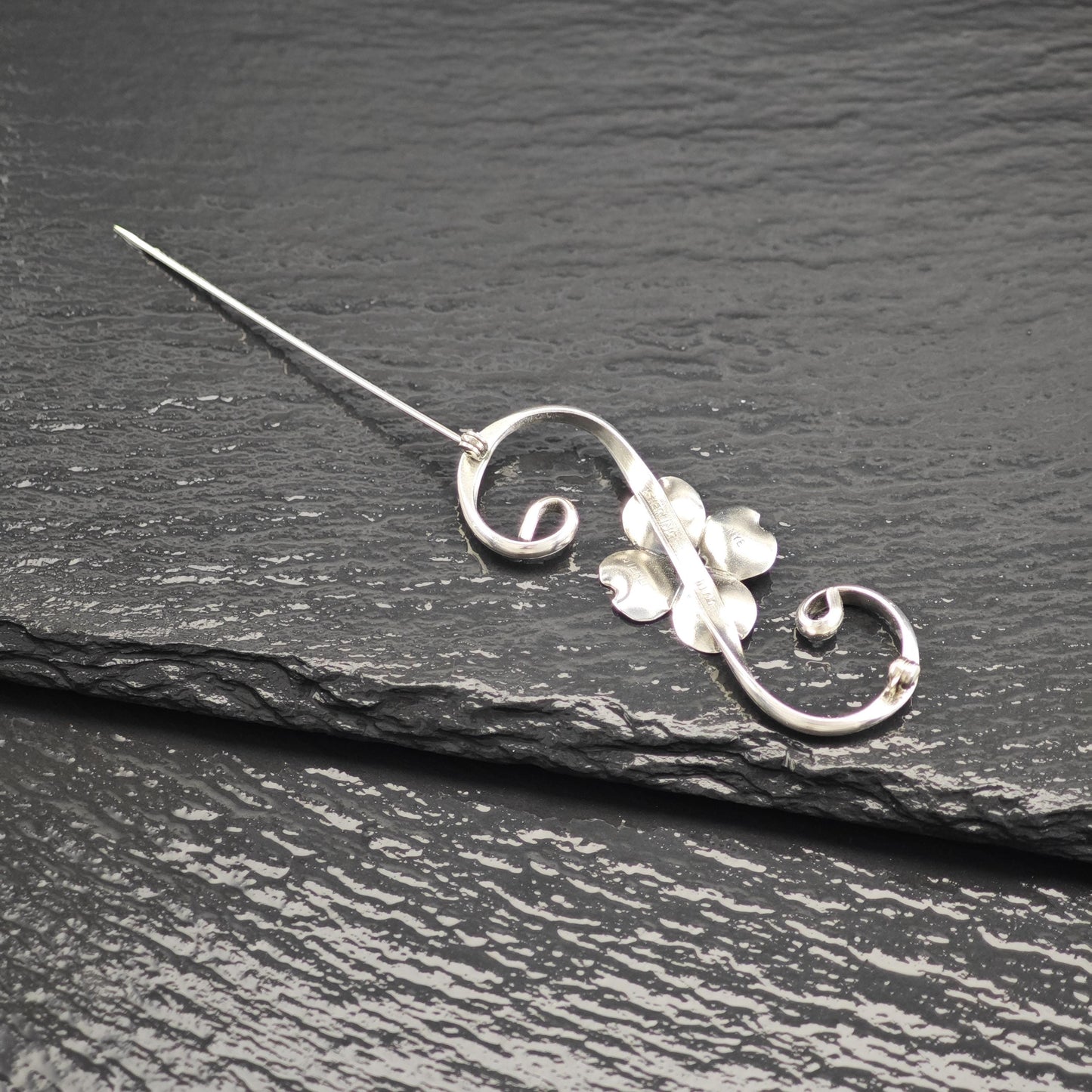 Vintage NYE Sterling Silver Floral Brooch