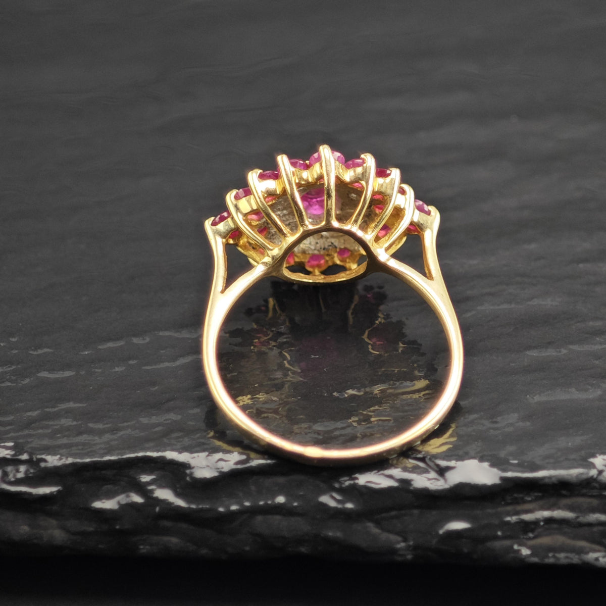 Large Topaz & Diamond 10K Gold Ring Sz 7 R6768