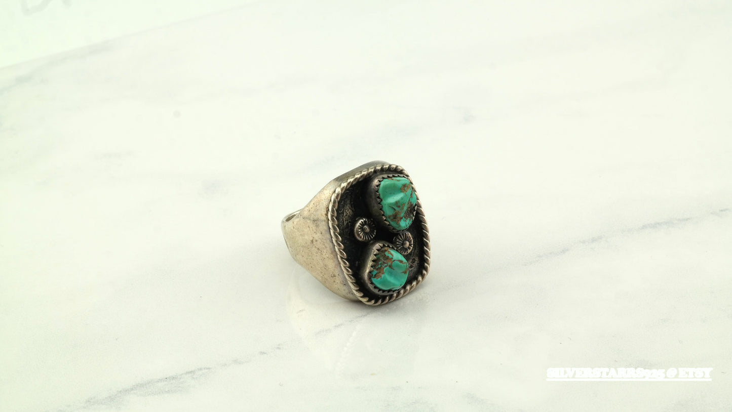 Attr. Dan Simplicio Silver Ring Turquoise Zuni Sterling Blue Size 11