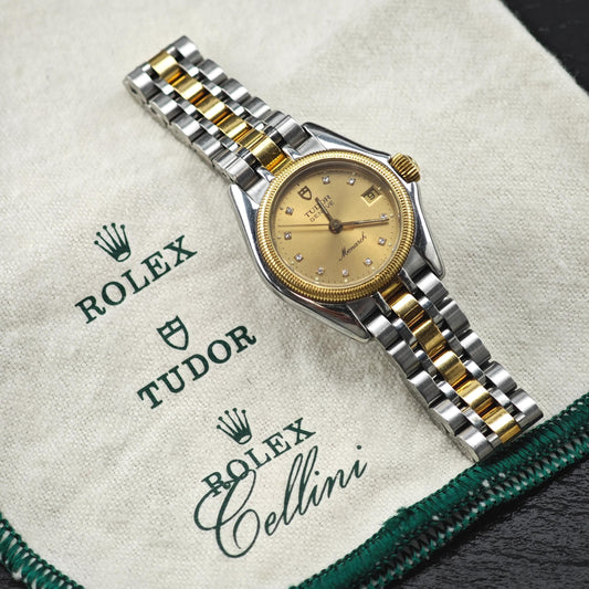 Vintage Tudor Monarch Diamond Dial Wristwatch 27mm, Stainless & 18K Gold