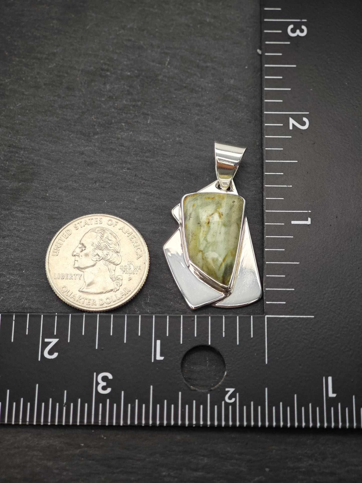DTR Green Gemstone Pendant Sterling Silver