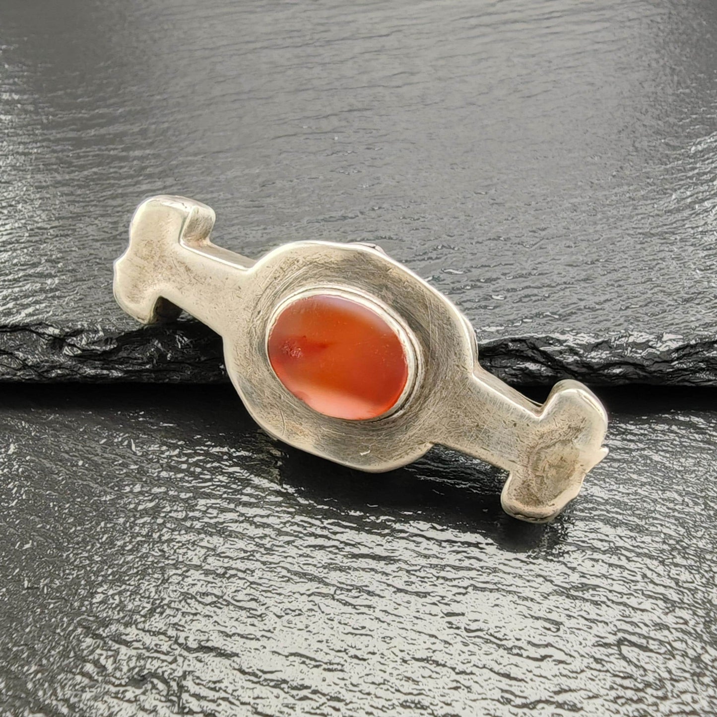 Handmade Carnelian Brooch Sterling Silver