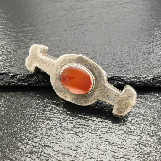 Handmade Carnelian Brooch Sterling Silver