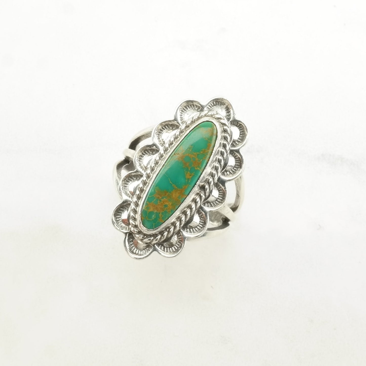 Vintage Native American Silver Ring Turquoise Royston Sterling Blue, Green Size 6 3/4