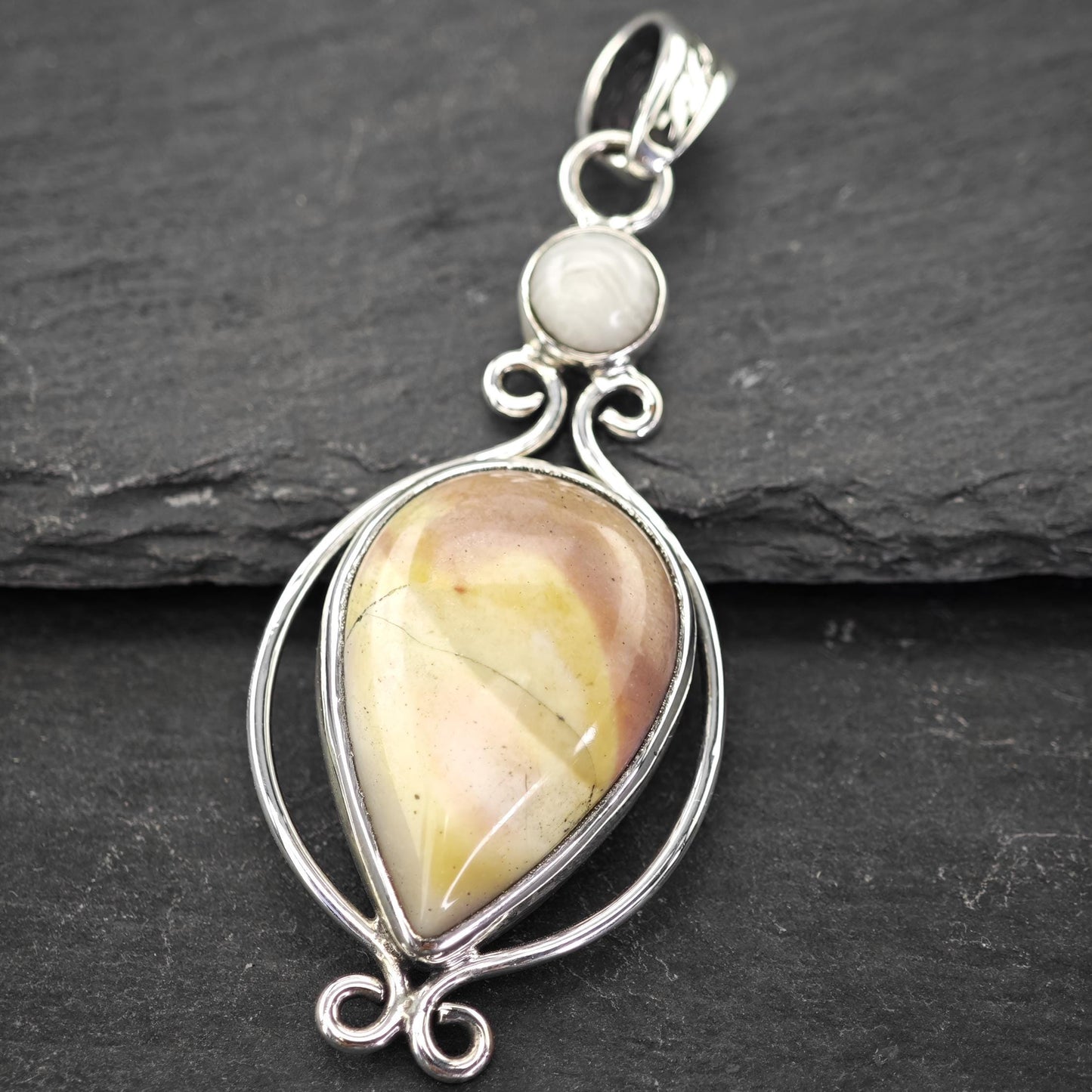 Vintage Jasper Pendant, Sterling Silver