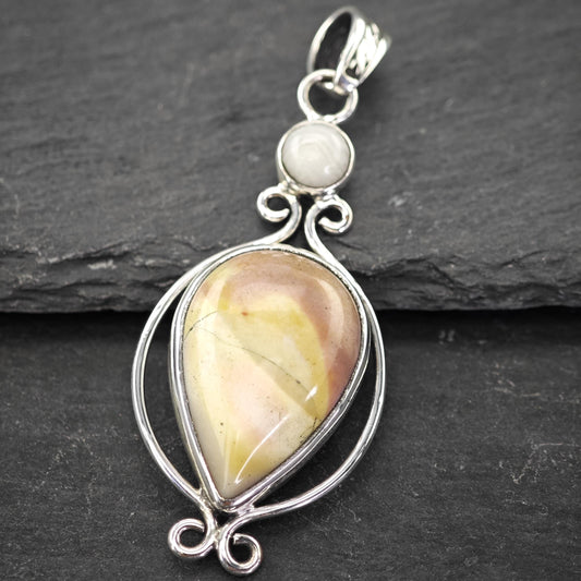 Vintage Jasper Pendant, Sterling Silver