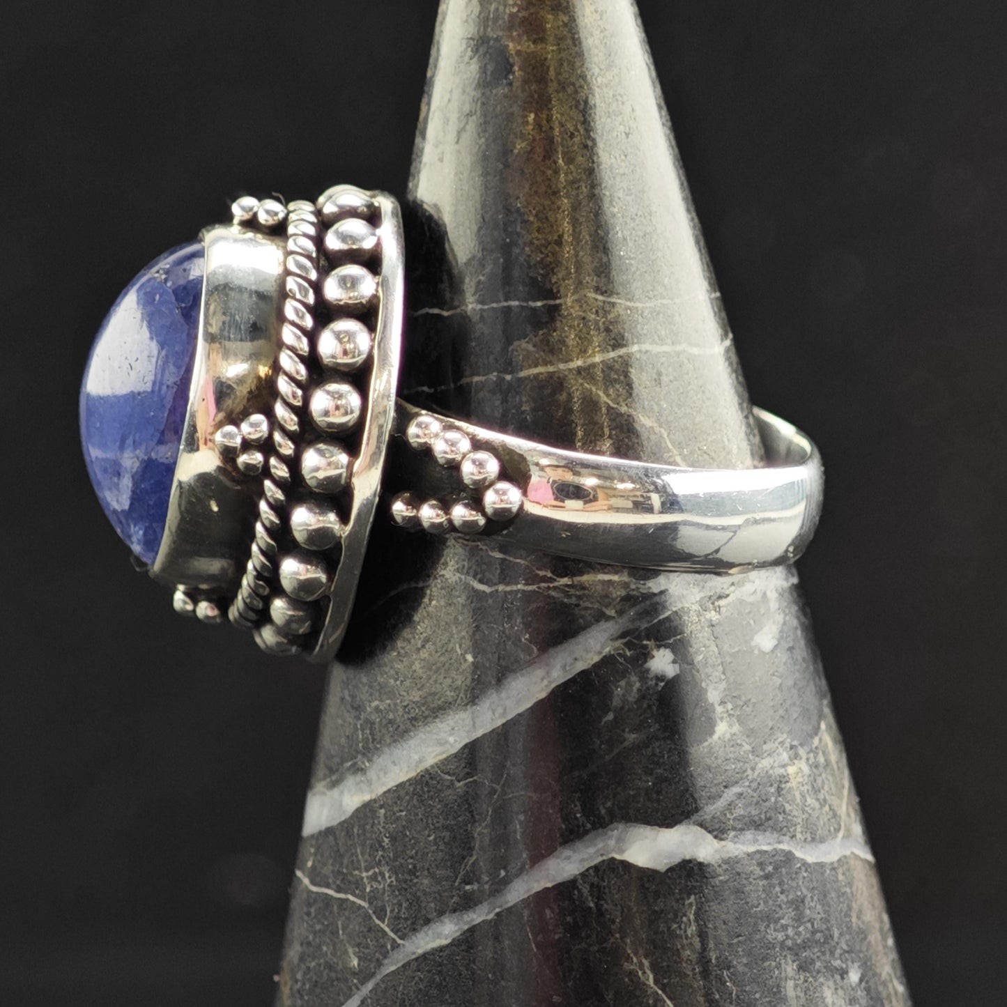 Samuel B Tanzanite Cabochon Ring Sterling Silver Sz 8 R6578
