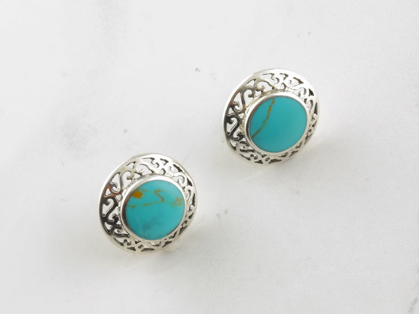 Sterling Silver Blue Turquoise Stud Earrings