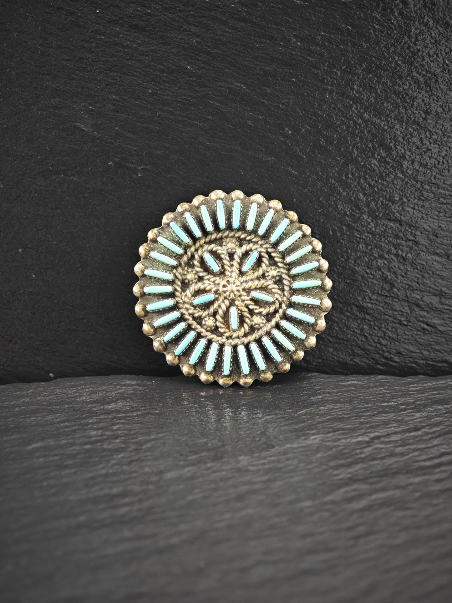 Native American, Zuni Cluster Brooch/Pendant Sterling Silver