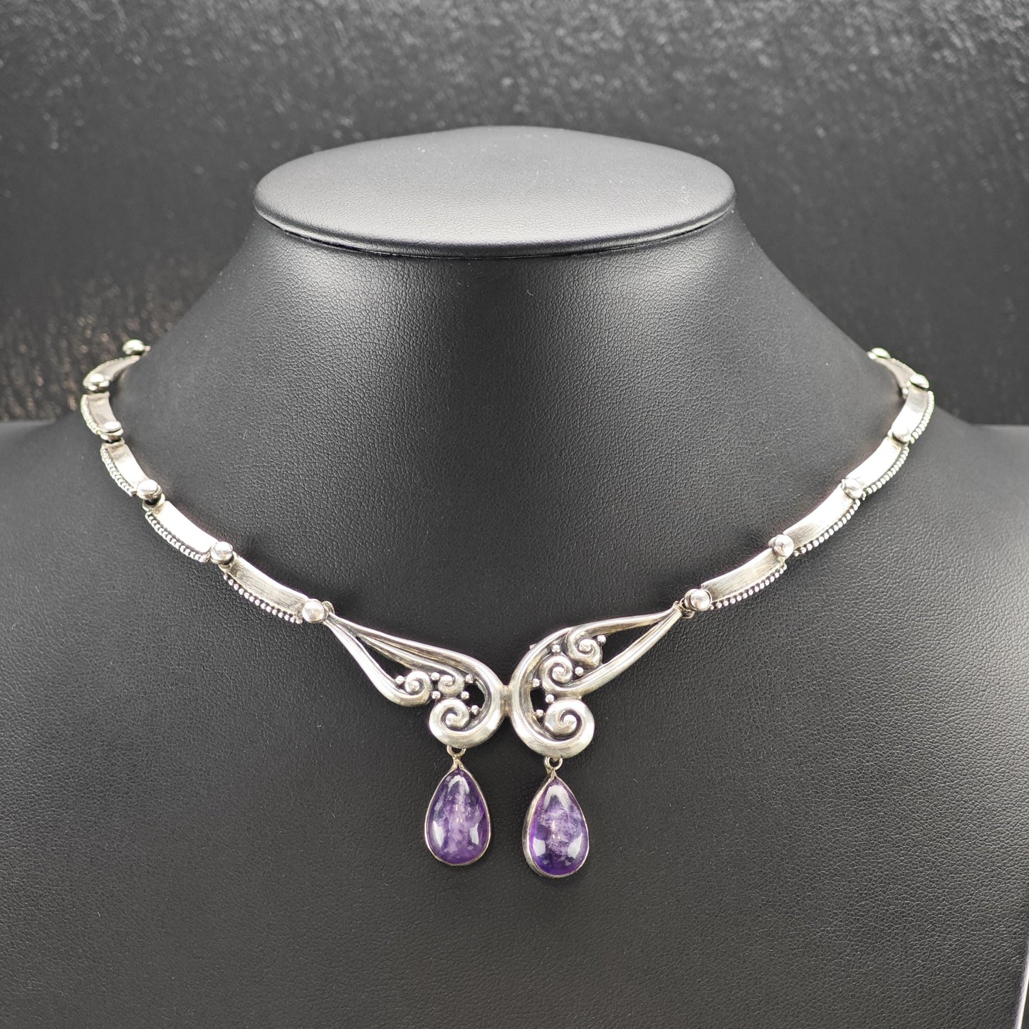 Margot De Taxco Sterling Silver Purple Amethyst Choker Necklace