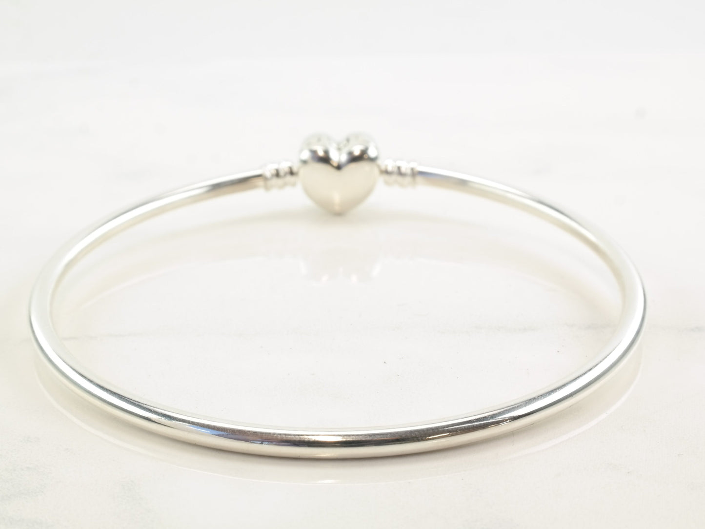 Pandora Sterling Silver Bangle Bracelet White CZ Heart