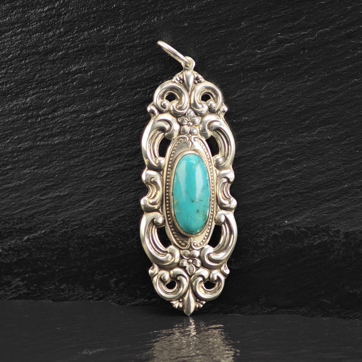 Towle Art Nouveau Style Turquoise Sterling Silver Pendant P3085