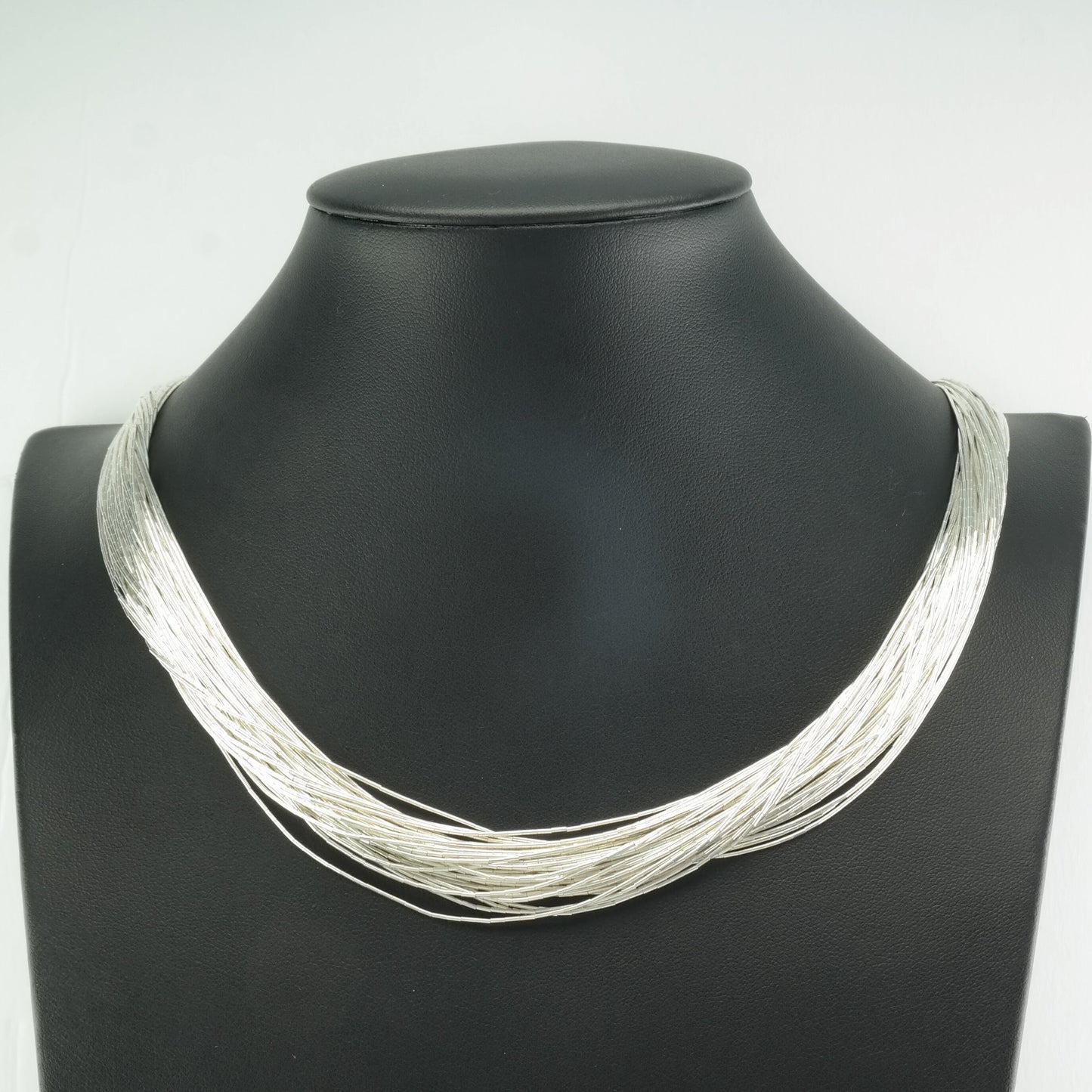 Southwest Sterling Silver 50 Strand Liquid Silver Necklace