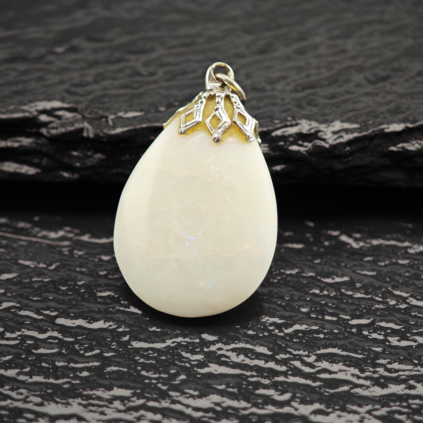 Natural Opal Teardrop Pendant 10ct in Silver Plate - Vintage Charm