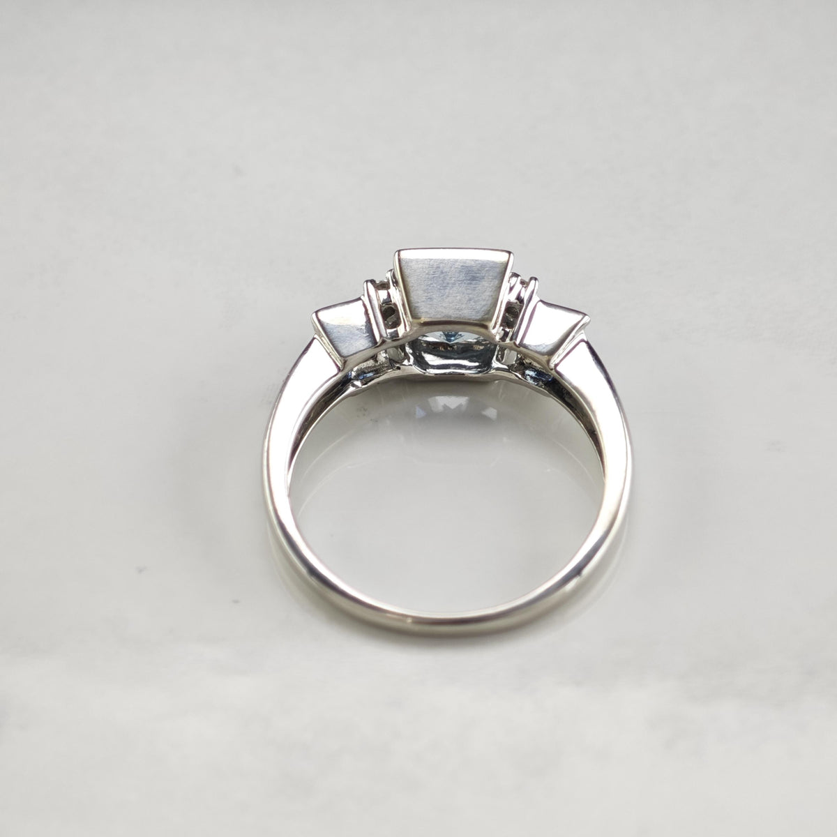 Aquamarine Topaz Diamond 14K White Gold Ring Sz 6 R6805