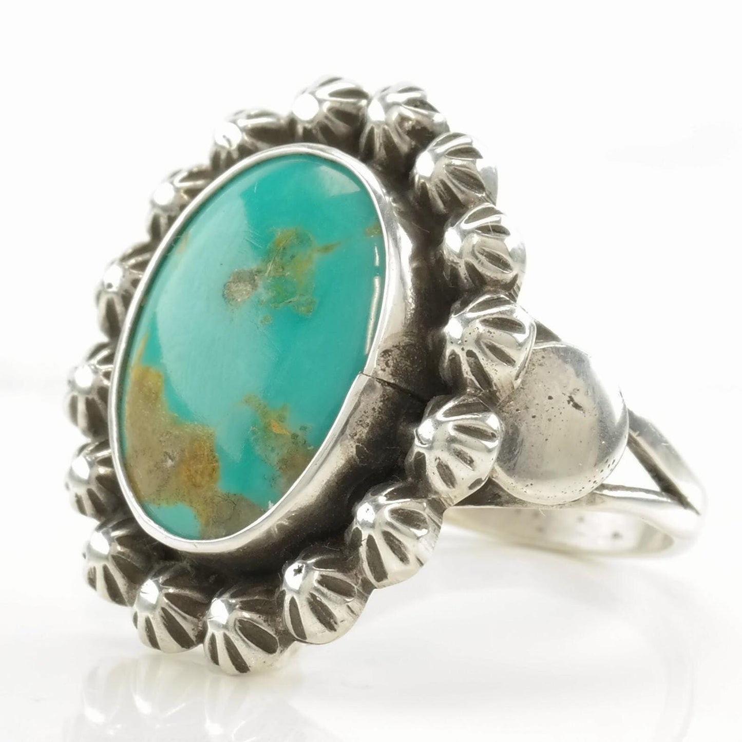 Navajo Guild Sterling Silver Turquoise Ring | Vintage Native American Jewelry Size 7