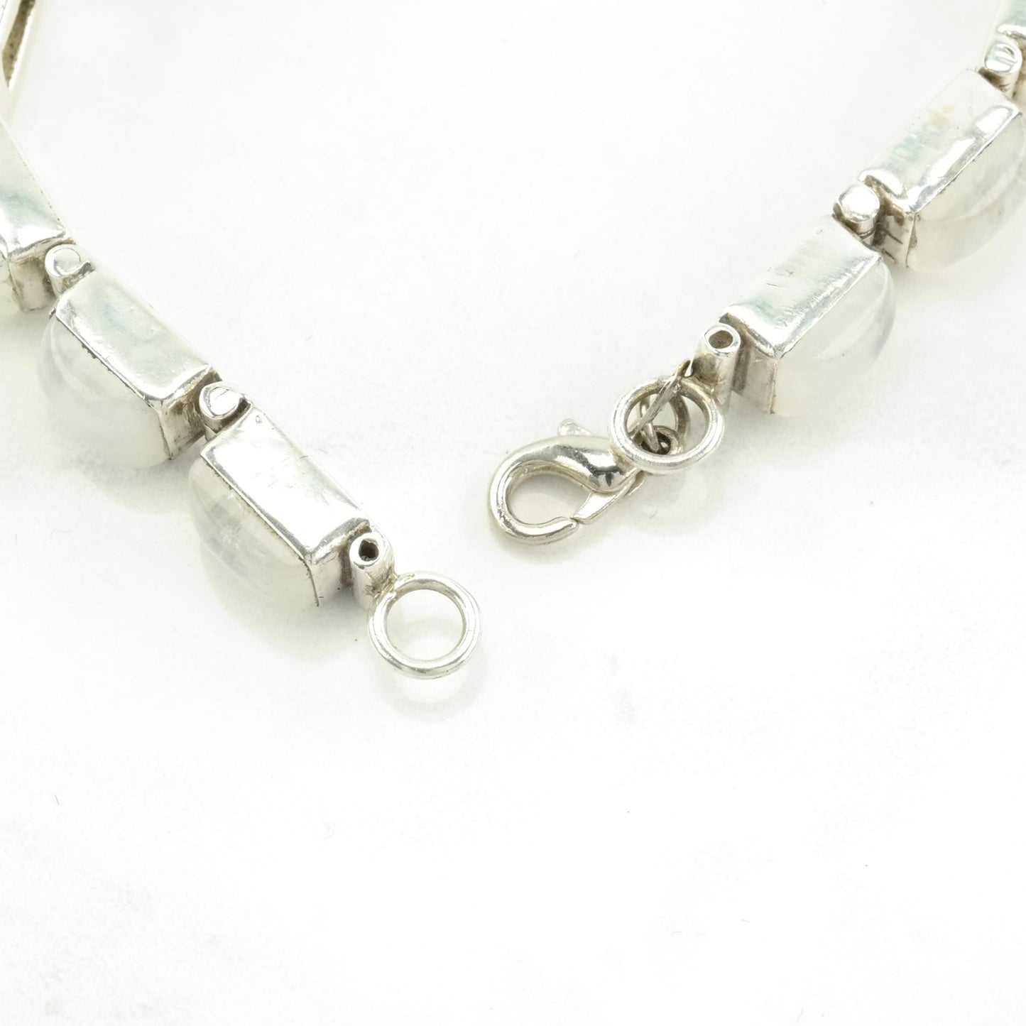 Sterling Silver Line Bracelet Rainbow Moonstone