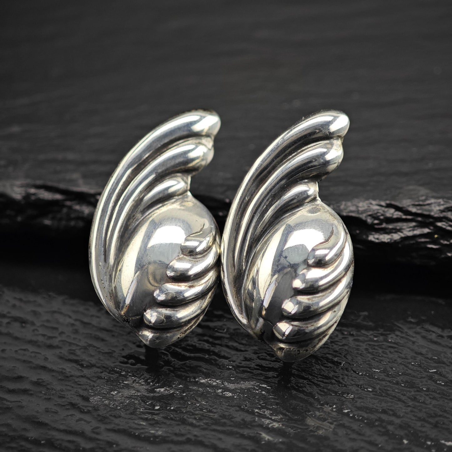 Abstract Taxco Screw Back Sterling Silver Earrings ER3186