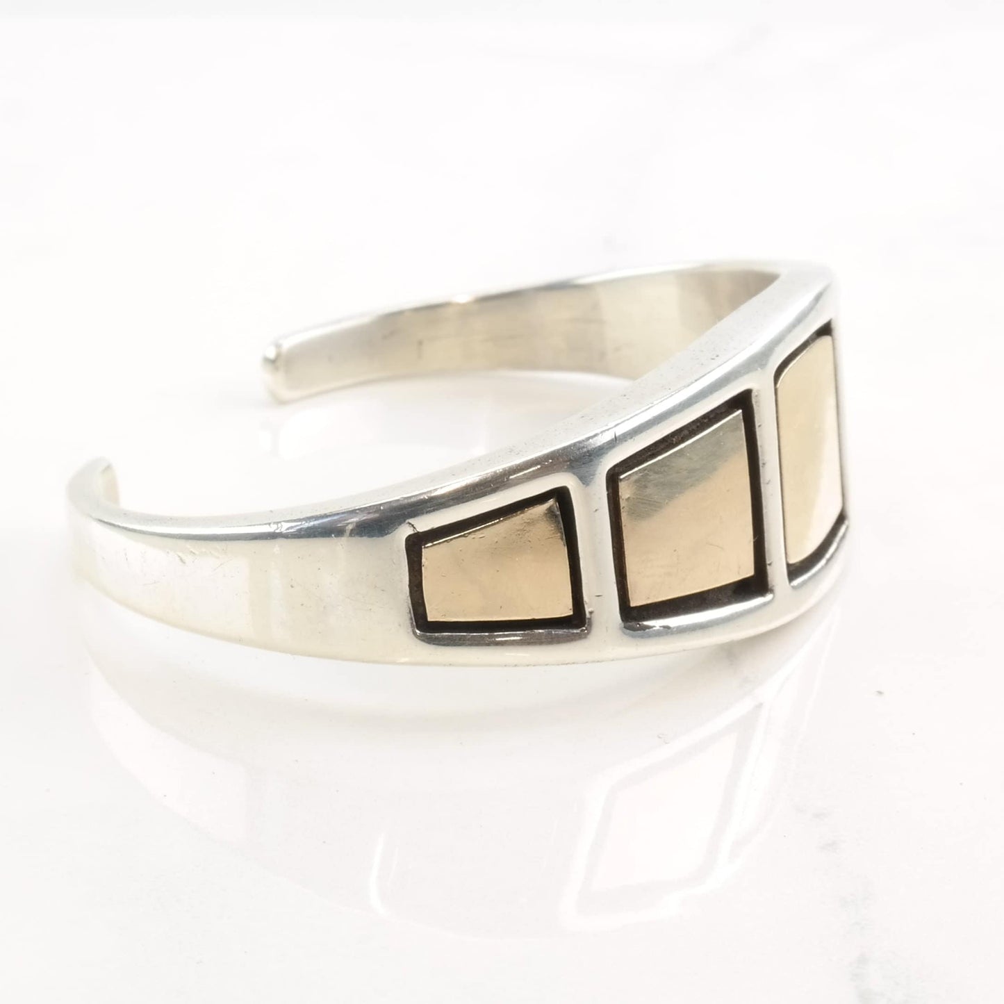 Native American Sterling Silver Cuff Bracelet 14k Gold Accent