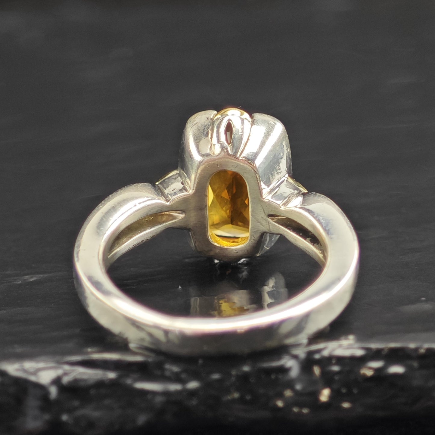 Vintage Lorenzo Citrine 18K Gold Accent Sterling Silver Ring Sz 8 3/4 R6576