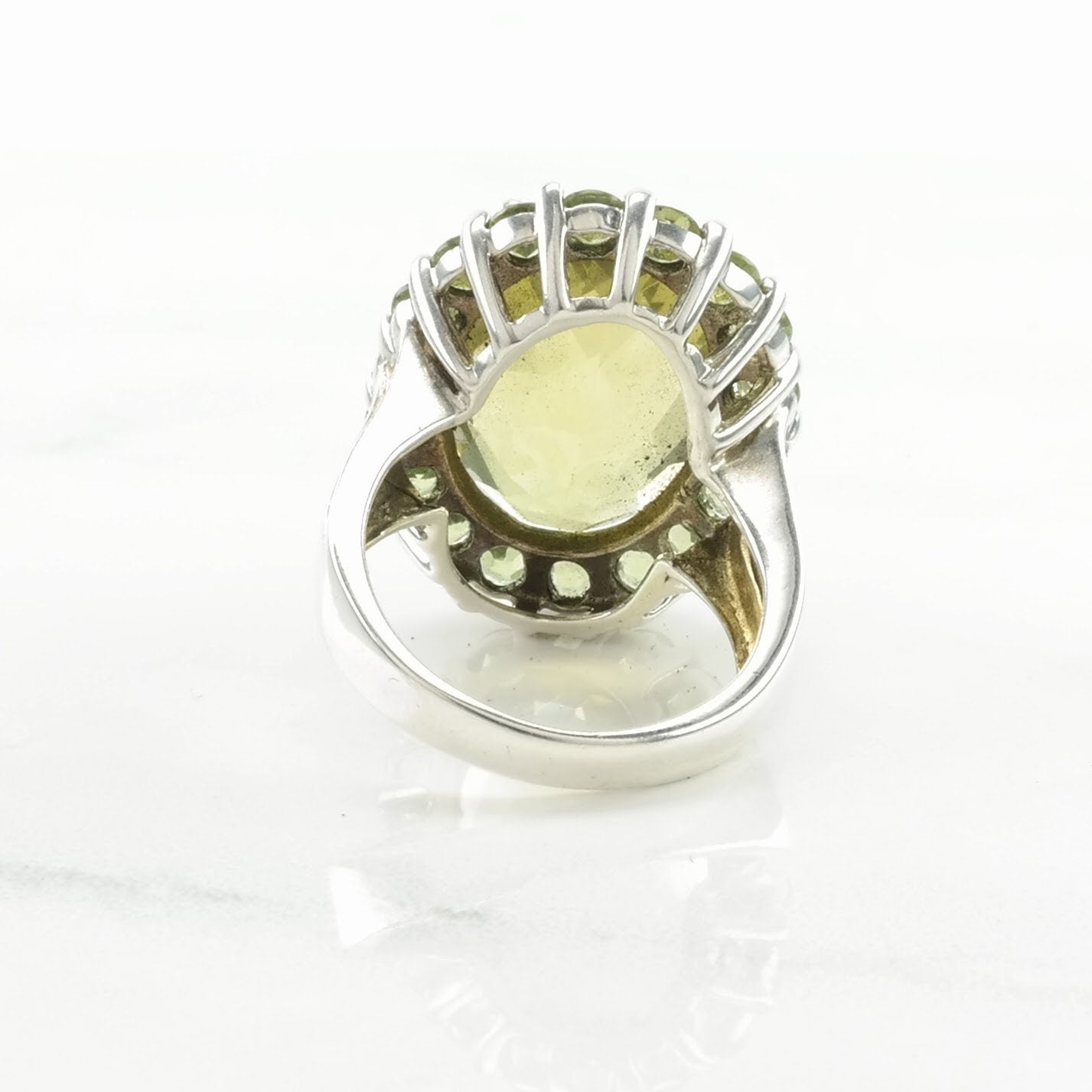 Sterling Silver Ring Lemon Quartz Peridot Yellow Size 6 1/4