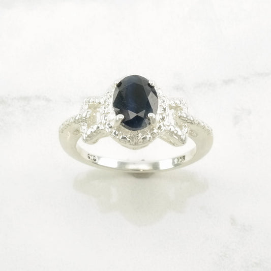 Sterling Silver Ring, Sapphire Blue Size 6 3/4