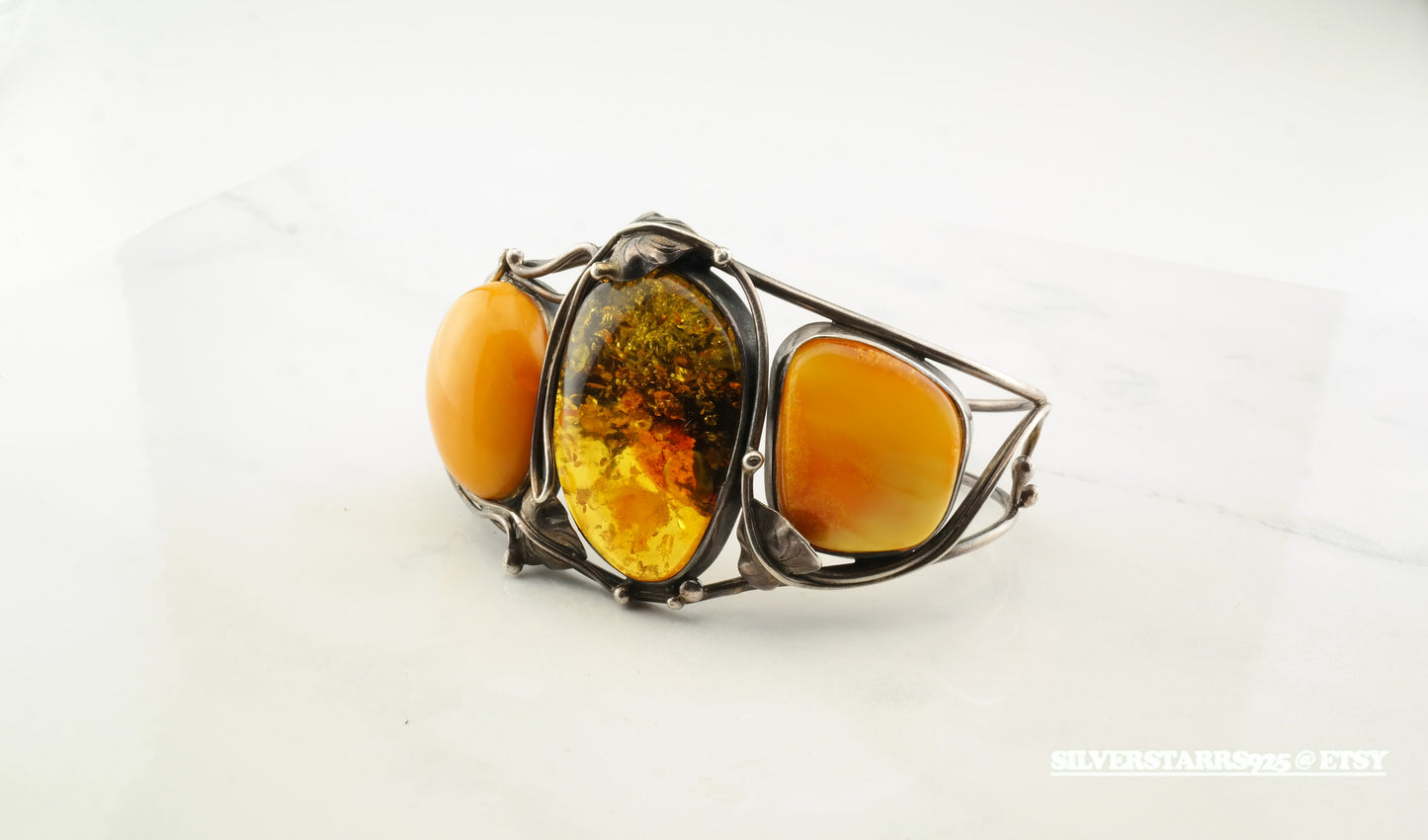 Baltic Amber Sterling Silver Cuff Bracelet