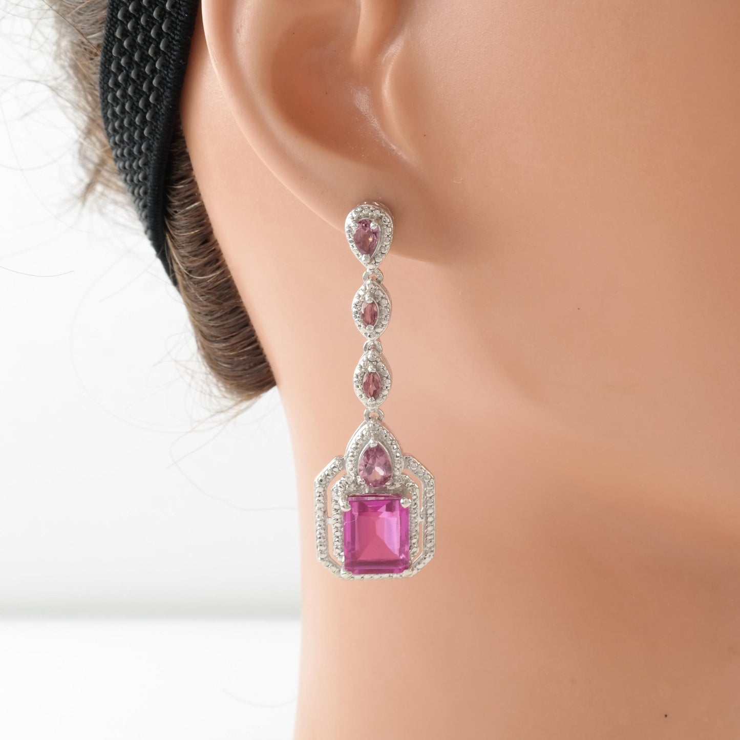 Pink Quartz Doublet Sterling Silver Stud Dangle Earrings