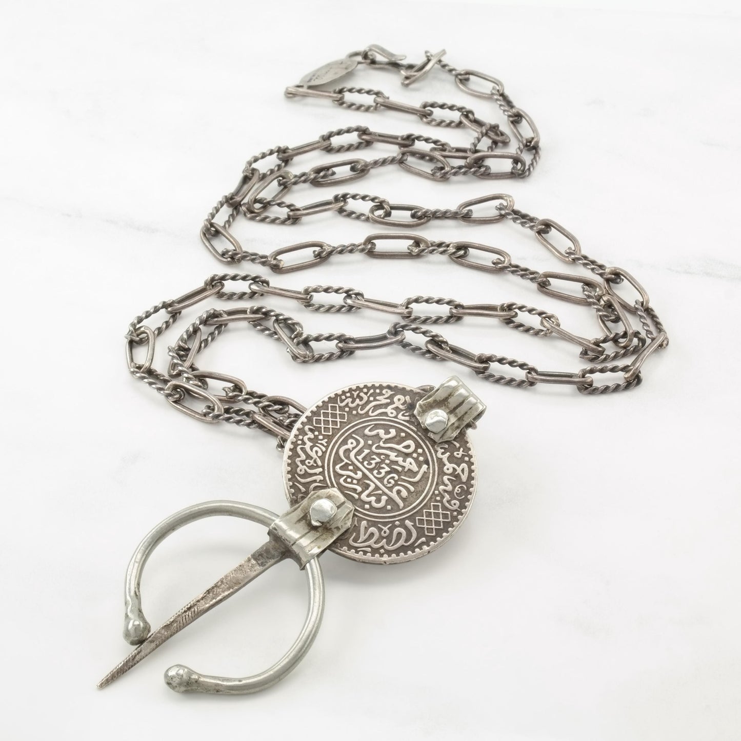 Berber Coin, 1336, Oxidized Sterling Silver Necklace N2421