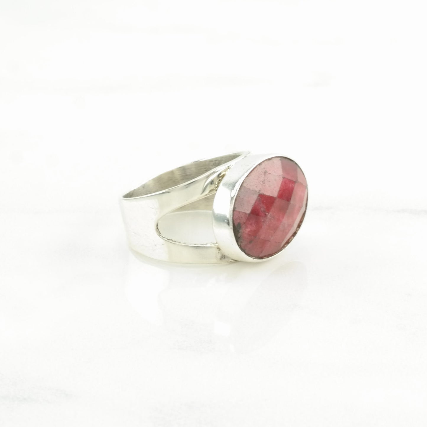 DTR Silver Ring Rhodonite Sterling Pink, Red Size 7