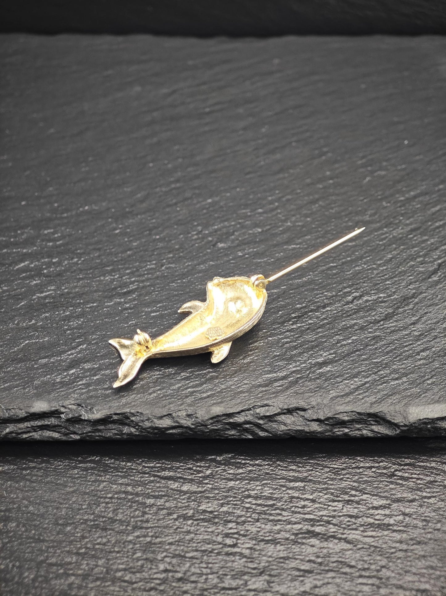 Creed Gold Dolphin Brooch Sterling Silver