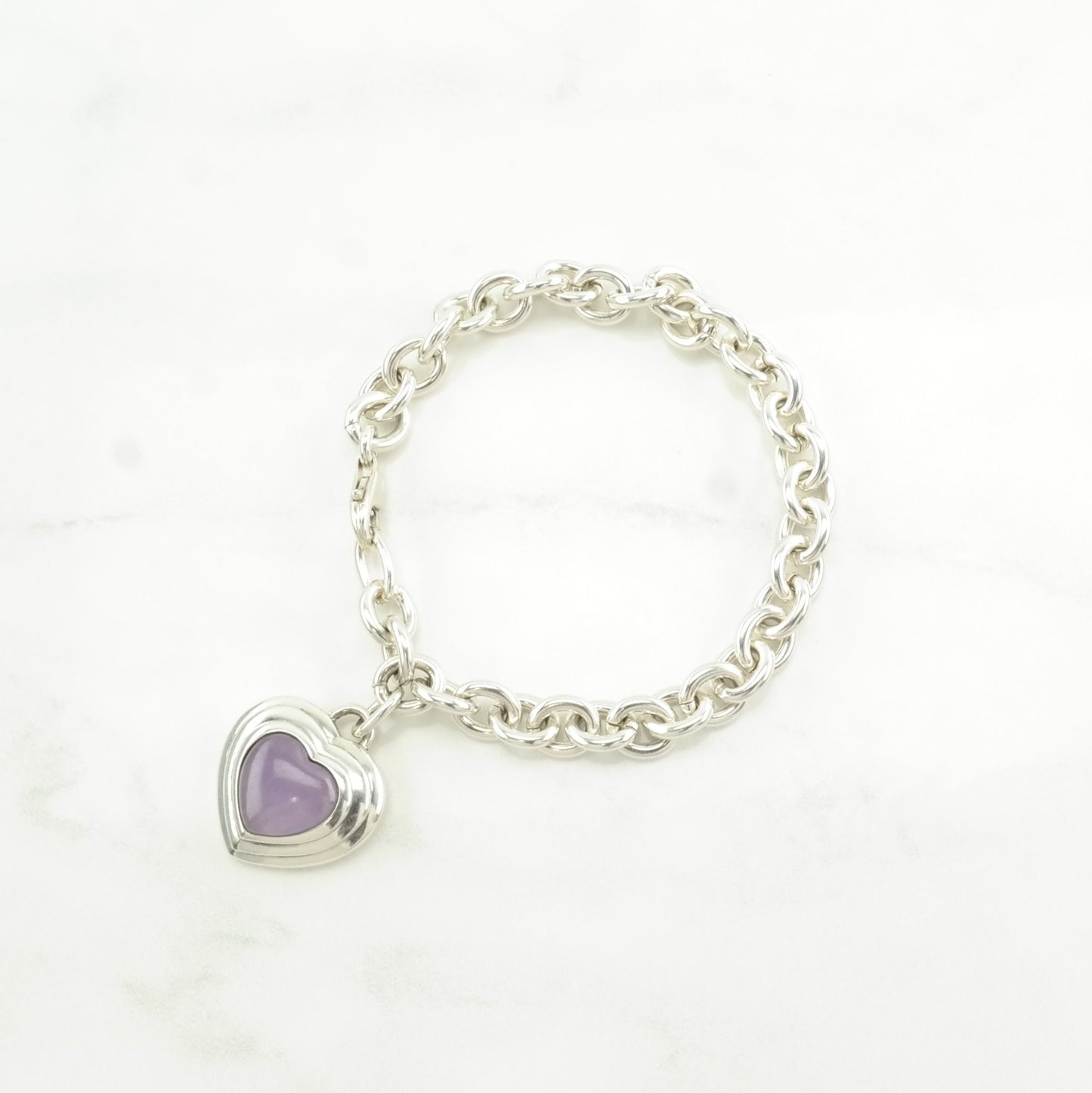 Choice: Vintage Sterling Silver Link Bracelet Heart Charm