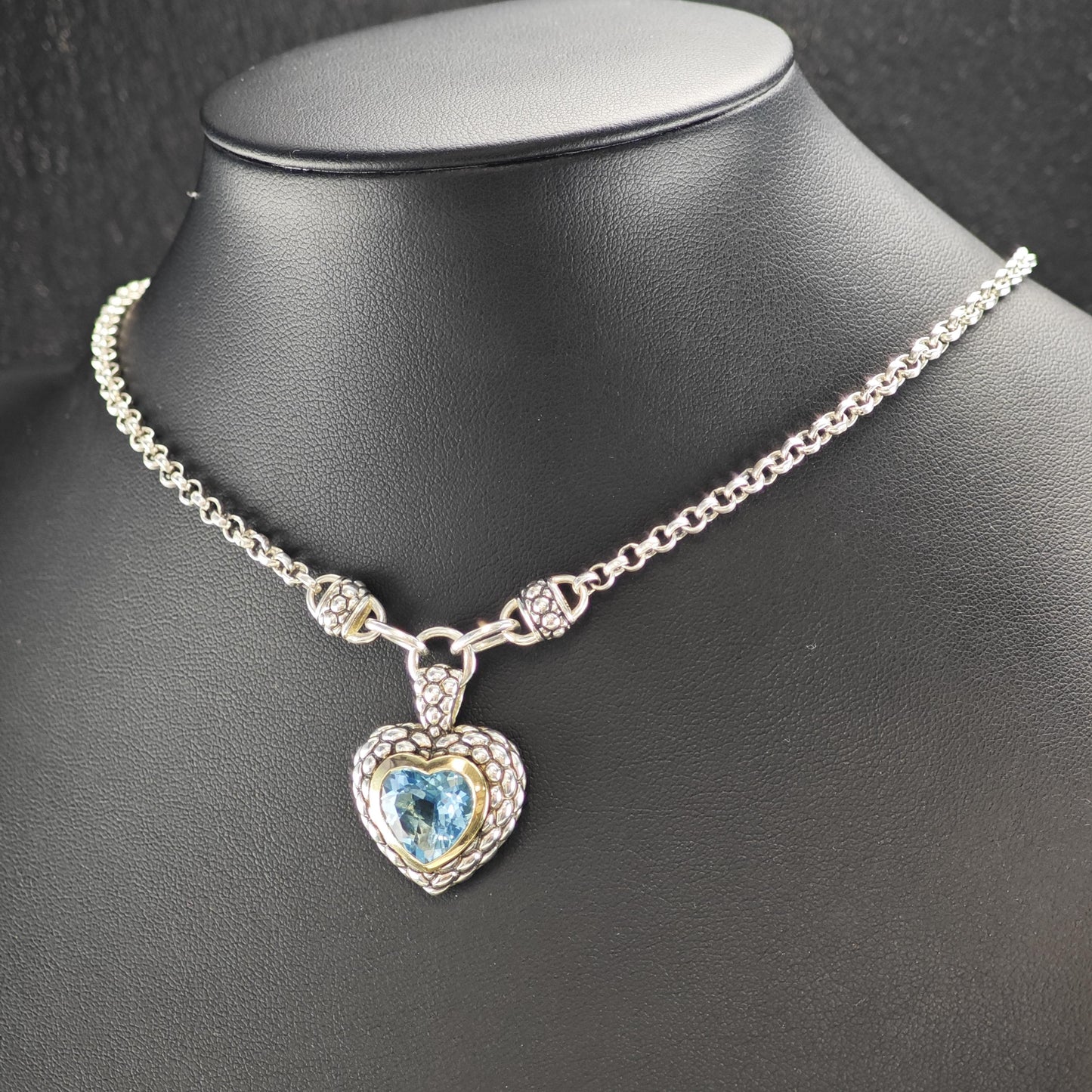 Designer Topaz 14K Gold Accent, Heart Sterling Silver Necklace N2731