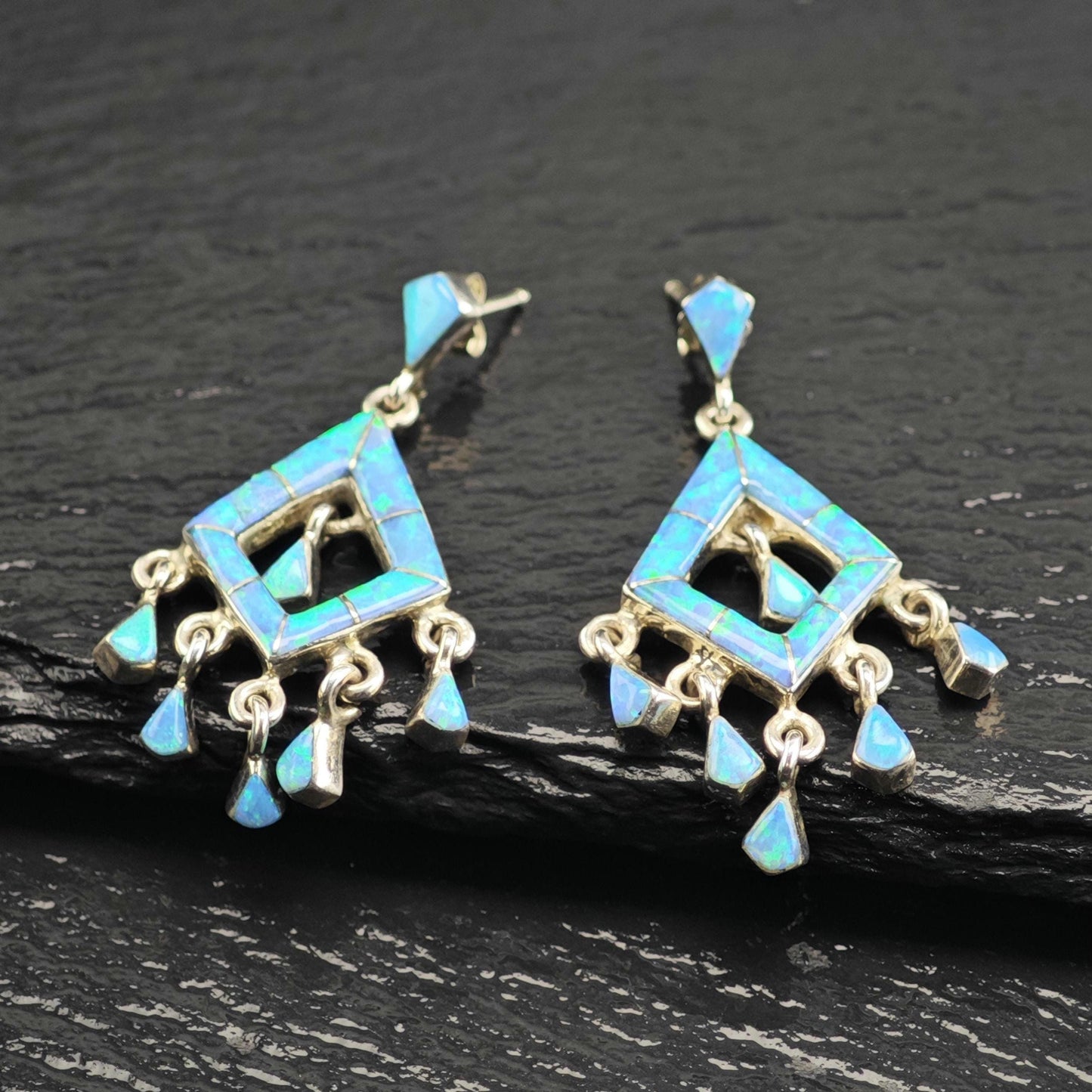 Blue Lab Opal Sterling Silver Stud Earrings ER3178