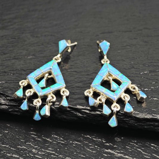 Blue Lab Opal Sterling Silver Stud Earrings ER3178